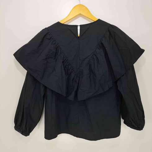ザラ ZARA フリル付きポプリンブラウス レディース import:L