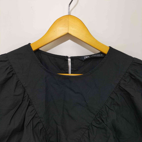 ザラ ZARA フリル付きポプリンブラウス レディース import:L