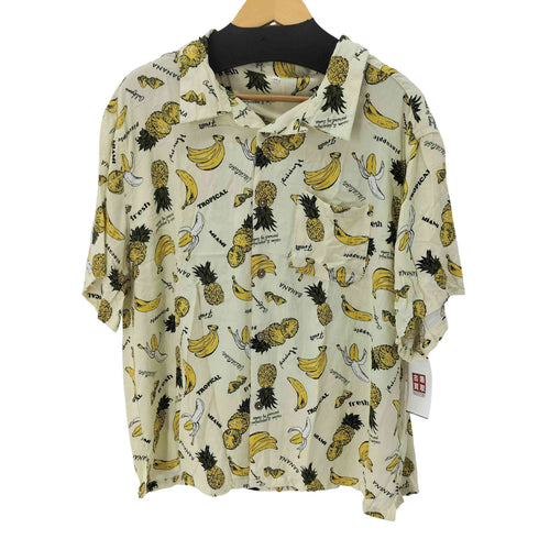 レーヨン100% S/S 果物柄 オープンカラーシャツ メンズ JPN:XL
