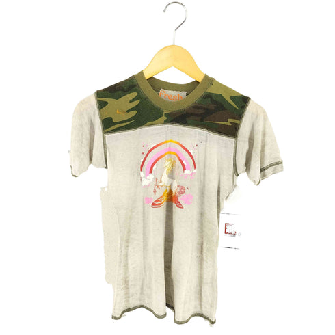 FRESH KARMA 迷彩 ユニコーン リメイク クルーネックTシャツ レディース import:L