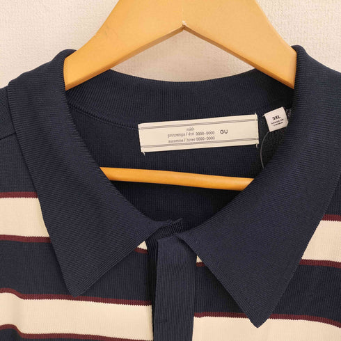 ジーユー GU 25SS ニットポロシャツ 5分袖 メンズ 3XL