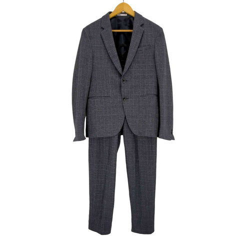 ザラ ZARA 4WAY STRETCH COMFORT KNIT チェック シングルブレスト 2B テーラードジャケットセットアップ メンズ 46