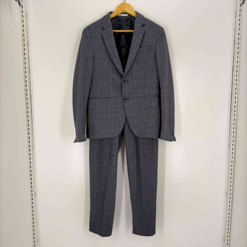 ザラ ZARA 4WAY STRETCH COMFORT KNIT チェック シングルブレスト 2B テーラードジャケットセットアップ メンズ 46