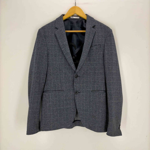ザラ ZARA 4WAY STRETCH COMFORT KNIT チェック シングルブレスト 2B テーラードジャケットセットアップ メンズ 46