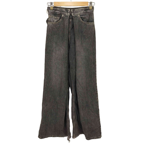 ジョンローレンスサリバン JOHN LAWRENCE SULLIVAN Womens washed denim wide pants フロント ホック ワイド フレア デニム パンツ レディース JPN:S
