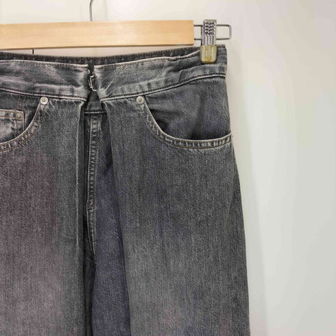 ジョンローレンスサリバン JOHN LAWRENCE SULLIVAN Womens washed denim wide pants フロント ホック ワイド フレア デニム パンツ レディース JPN:S