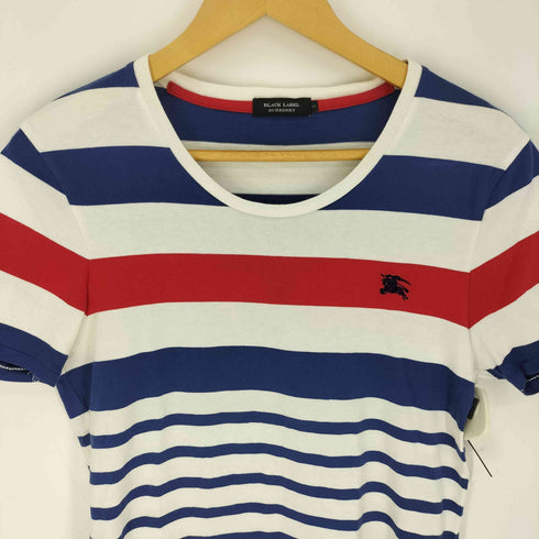 バーバリーブラックレーベル BURBERRY BLACK LABEL ホースロゴ刺繍ボーダー半袖Tシャツ メンズ JPN:2