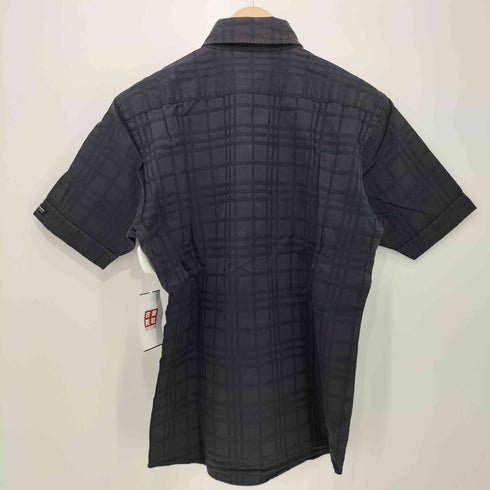 バーバリーブラックレーベル BURBERRY BLACK LABEL ホースロゴ刺繍 格子柄 半袖BDシャツ メンズ JPN:2