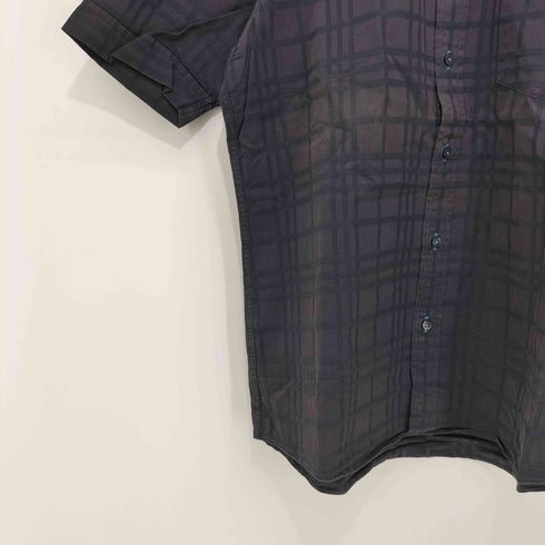 バーバリーブラックレーベル BURBERRY BLACK LABEL ホースロゴ刺繍 格子柄 半袖BDシャツ メンズ JPN:2
