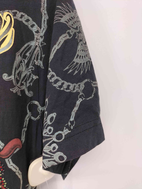 クリスチャンオードジェー CHRISTIAN AUDIGIER y2k ラインストーン スカルプリントTシャツ メンズ import:M
