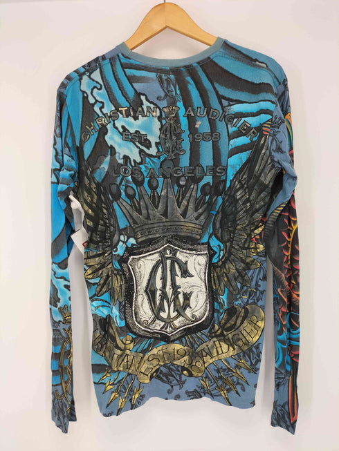 クリスチャンオードジェー CHRISTIAN AUDIGIER y2k ラインストーン スカル鯉 グラフィックカットソー メンズ import:S