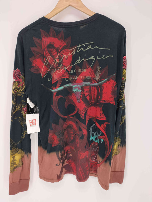 クリスチャンオードジェー CHRISTIAN AUDIGIER y2k ラインストーン 薔薇 グラフィックカットソー メンズ import:S