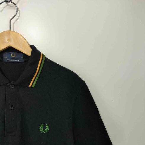 フレッドペリー FRED PERRY 英国製 ロゴ刺繍 リブライン S/S ポロシャツ メンズ UK:40