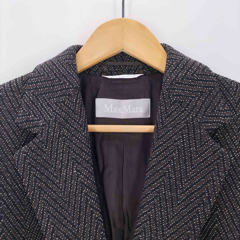 マックスマーラ MAX MARA イタリア製 白タグ ヘリンボーン ツイードテーラードジャケット レディース
