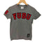 フブ FUBU MUSCLE FIT フェルト ロゴ クルーネック S/S Tシャツ チビT Y2K レディース import:S