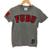 フブ FUBU MUSCLE FIT フェルト ロゴ クルーネック S/S Tシャツ チビT Y2K レディース import:S