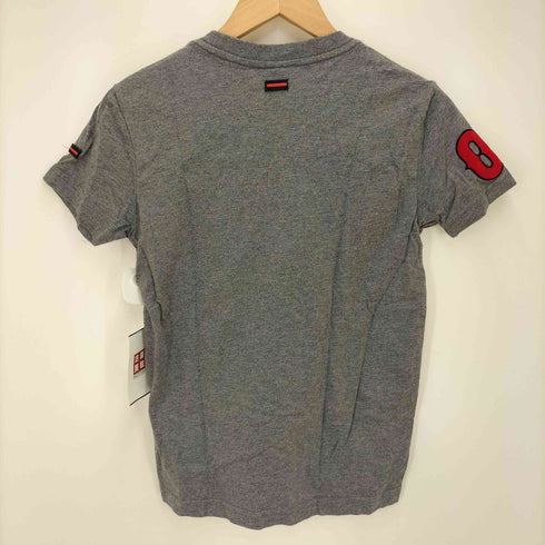 フブ FUBU MUSCLE FIT フェルト ロゴ クルーネック S/S Tシャツ チビT Y2K レディース import:S