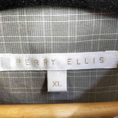 ペリーエリス PERRY ELLIS チェック柄 レーヨンポリ 半袖シャツ メンズ import:XL