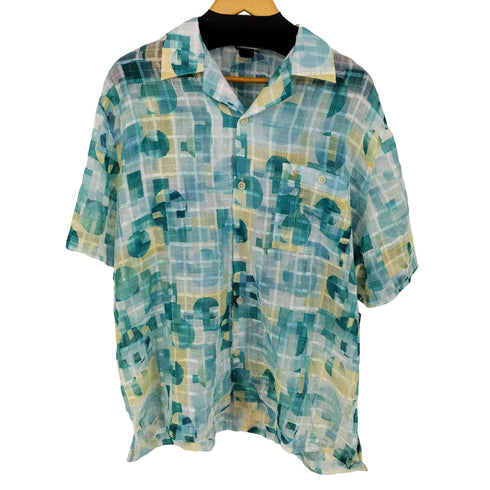 ステイシーアダムス STACY ADAMS 総柄シアー オープンカラー 半袖シャツ メンズ