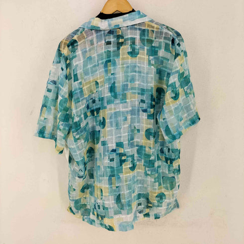 ステイシーアダムス STACY ADAMS 総柄シアー オープンカラー 半袖シャツ メンズ