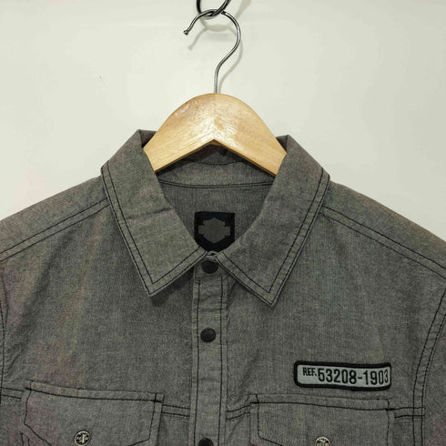 ハーレーダビッドソン HARLEY-DAVIDSON Double Pocket Denim Short Sleeve Shirt メンズ import:S