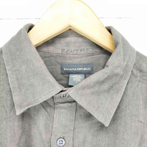 バナナリパブリック BANANA REPUBLIC 90~00S ヘリンボーンネルシャツ メンズ L