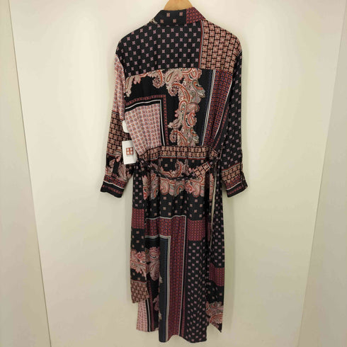 ザラ ZARA スカーフ ペイズリー シャツ ロング ワンピース レディース import:M