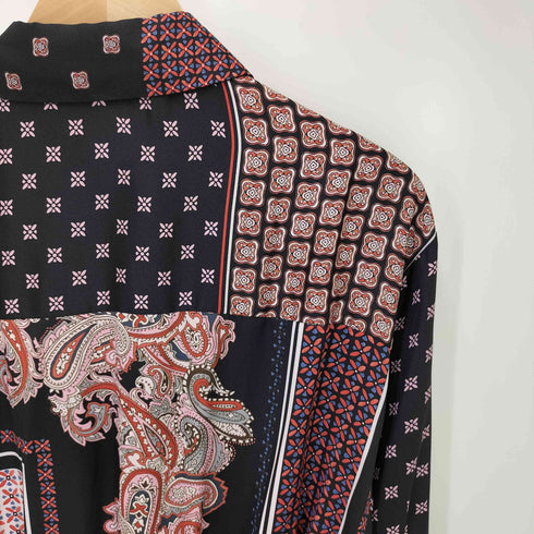 ザラ ZARA スカーフ ペイズリー シャツ ロング ワンピース レディース import:M