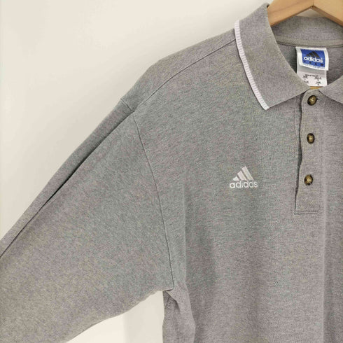 アディダス adidas 90S ロゴ刺繍 リブカラー L/S ポロシャツ メンズ import:L