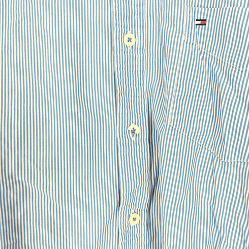 トミーヒルフィガー TOMMY HILFIGER CUSTOM FIT ロゴ刺繍ストライプシャツ メンズ L/G