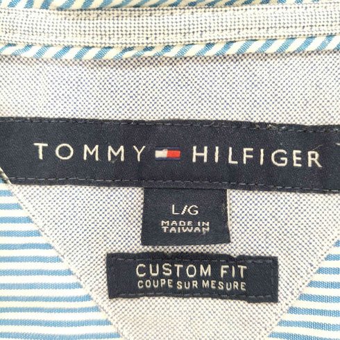 トミーヒルフィガー TOMMY HILFIGER CUSTOM FIT ロゴ刺繍ストライプシャツ メンズ L/G