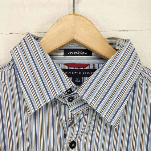 トミーヒルフィガー TOMMY HILFIGER 80'S 2PLY FABRIC マルチストライプシャツ メンズ XL