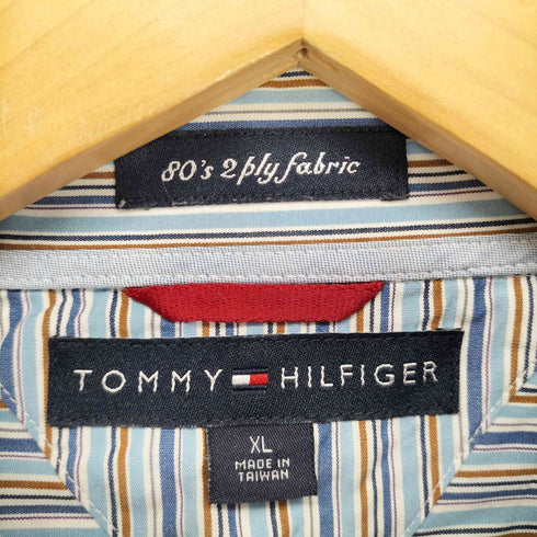 トミーヒルフィガー TOMMY HILFIGER 80'S 2PLY FABRIC マルチストライプシャツ メンズ XL