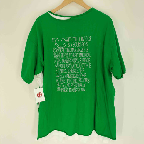 ボディソング BODY SONG. ロゴスマイル両面プリント ダメージ加工 2重 S/S クルーネック Tシャツ メンズ