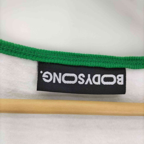 ボディソング BODY SONG. ロゴスマイル両面プリント ダメージ加工 2重 S/S クルーネック Tシャツ メンズ