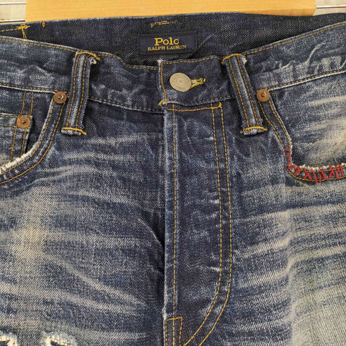 ポロラルフローレン POLO RALPH LAUREN ダメージ加工サイドラインデニムパンツ メンズ 30/32