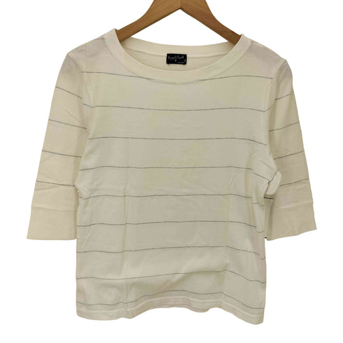 マーガレットハウエル MARGARET HOWELL 90-00S 旧 黒タグ ボーダー 7分袖 クルーネック Tシャツ レディース JPN:2