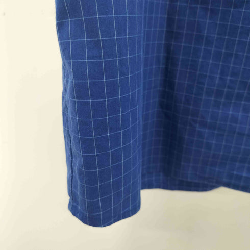 フリルデザイン ノーカラー L/S チェックシャツチュニック レディース