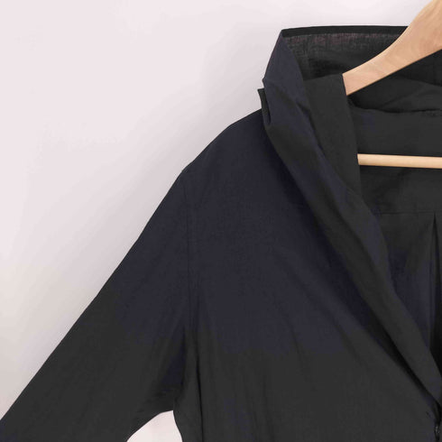 ヨウジヤマモト Yohji Yamamoto 25SS COLLECTION 100 KHADI DRAPED DETAIL HOOD DRESS カディ ドレ―ブ ディティールフード ドレープ ブラウス レディース JPN:2