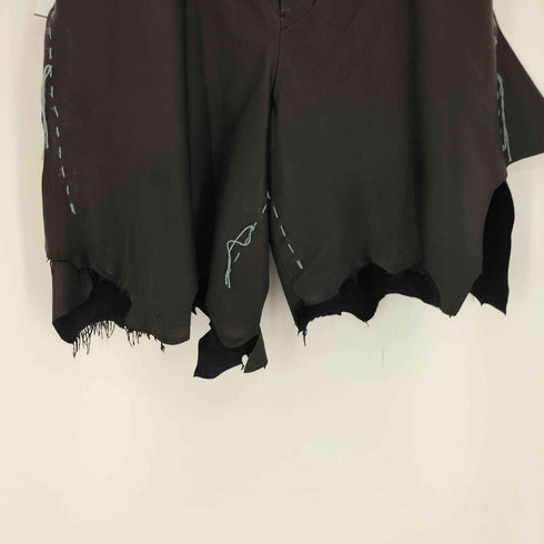 ヨウジヤマモト Yohji Yamamoto 24SS WATER BASED DYE LAMB SKIN CUT SHORT PANTS B ウォーター ベース ダイ ラム スキン カット ショート パンツ レディース JPN:1