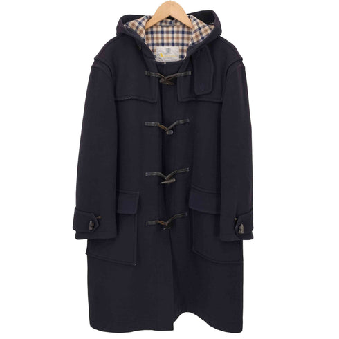 アクアスキュータム AQUASCUTUM 90-00S 裏地 クラブチェック ウール フーデッド ダッフルコート メンズ import:L