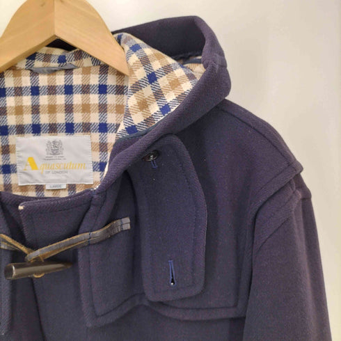 アクアスキュータム AQUASCUTUM 90-00S 裏地 クラブチェック ウール フーデッド ダッフルコート メンズ import:L