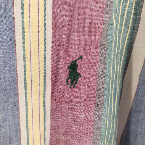ラルフローレン RALPH LAUREN USA製 BLAIRE マルチカラーストライプ ボタンダウンシャツ メンズ import:L