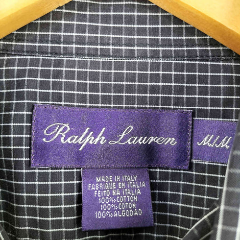 ラルフローレンパープルレーベル RALPH LAUREN PURPLE LABEL イタリア製 長袖 チェックシャツ メンズ import:M