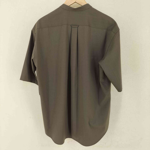 アーバンリサーチ URBAN RESEARCH WASHABLEウールショートスリーブバンドカラーシャツ メンズ JPN:L