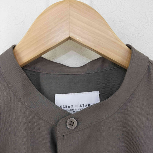 アーバンリサーチ URBAN RESEARCH WASHABLEウールショートスリーブバンドカラーシャツ メンズ JPN:L