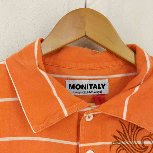 モニタリー MONITALY ボーダーイラストデザインポロシャツ メンズ