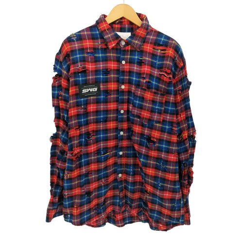 スワッガー SWAGGER 00s OLD Y2K ダメ―ジ加工 ネルシャツ メンズ import:M