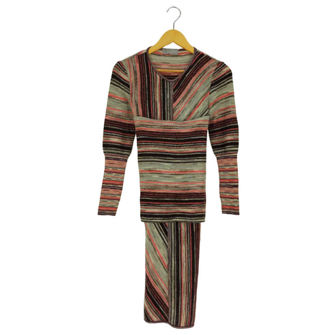 ミッソーニ MISSONI イタリア製 クレイジーパターン キッドモヘア混 ウール ニットワンピース レディース 42