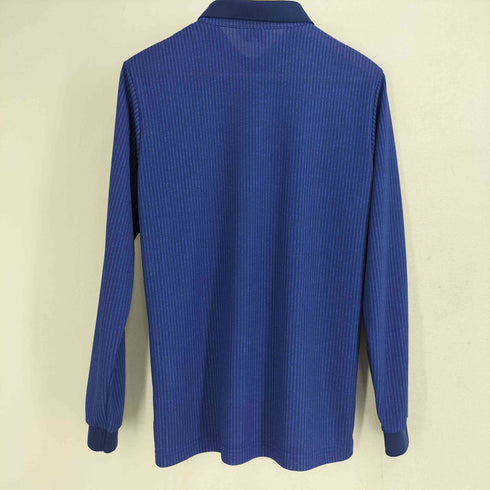ラバンスポーツ LANVIN SPORT ポリ ストライプ ロゴ刺繍 長袖ポロシャツ メンズ US:38
